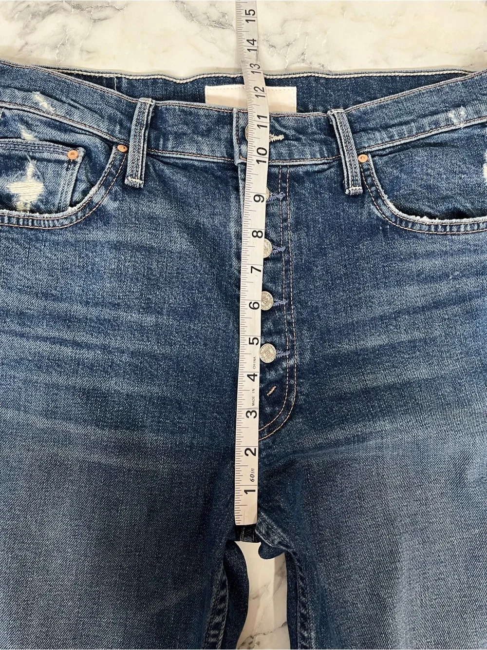 MOTHER SUPERIOR Pixie Tomcat Ankle Jeans in Born To Bite Exposed Button Fly 31 - Picture 10 of 16